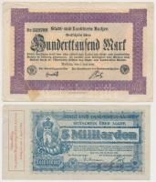 Németország / Weimari Köztársaság / Ahlen 1918. 5M + Torgau 1922. 100M + Aachen 1923. 100.000M + 20....