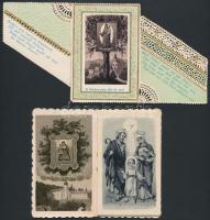 cca 1910-40 Szentkép, búcsúemlék, 2db, az egyik csipkés, a másik litho, dombornyomott, cca 11x7cm