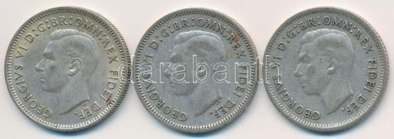 Ausztrália 1951. 6P Ag "VI. György" (3x) T:2,2- Australia 1951. 6 Pence Ag "George VI" (3x) C:XF,VF