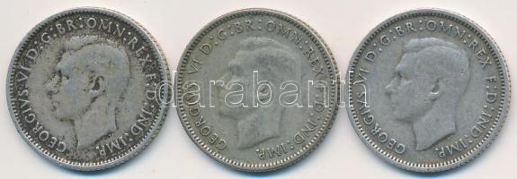 Ausztrália 1941-1946. 6P Ag "VI. György" (3x) T:2-,3 Australia 1941-1946. 6 Pence Ag "George VI" (3x) C:VF,F