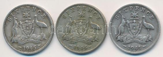 Ausztrália 1941-1946. 6P Ag "VI. György" (3x) T:2-,3
Australia 1941-1946. 6 Pence Ag &quo...