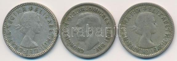 Ausztrália 1950-1956. 6P Ag (3x) "VI. György" + "II. Erzsébet" T:2-,3 Australia 1950-1956. 6 Pence Ag (3x) "George VI" + "Elizabeth II" C:VF,F