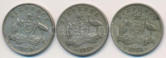 Ausztrália 1950-1956. 6P Ag (3x) "VI. György" + "II. Erzsébet" T:2-,3
Australia...