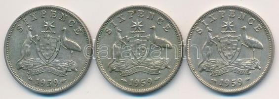 Ausztrália 1959. 6P Ag "II. Erzsébet" (3x) T:2,2-
Australia 1959. 6 Pence Ag "Elizab...