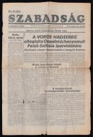 1945 Szabadság, Demokratikus napilap, jan. 26-i száma,kis hibákkal,  pp.:4, 46x31cm