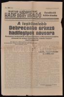 1947 Magyar Hadirokkant Hadifogoly Híradó, Hadifoglyok, hadirokkantak, és hadigondozottak érdekeiért küzdő hetilap. "A legközelebb Debrecenbe érkező hadifoglyok névsora". Kissé szakadozott, pp.:2, 47x31cm