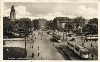 1836 Breslau, Königsplatz / square, trams, automobiles, furniture store; Olimpiade Berlin 1936 So. Stpl., photo