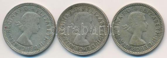 Ausztrália 1959-1961. 6P Ag "II. Erzsébet" (3x) T:2-,3 Australia 1959-1961. 6 Pence Ag "Elizabeth II" (3x) C:VF,F