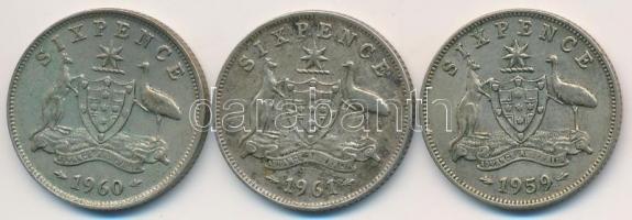 Ausztrália 1959-1961. 6P Ag "II. Erzsébet" (3x) T:2-,3
Australia 1959-1961. 6 Pence Ag &q...