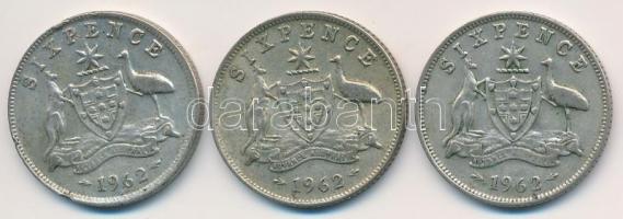 Ausztrália 1962. 6P Ag "II. Erzsébet" (3x) T:2-,3
Australia 1962. 6 Pence Ag "Elizab...