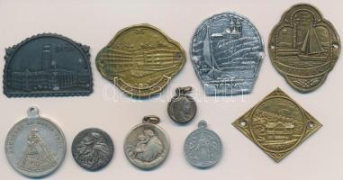 5db klf fém és Al kegyérem + 5db klf botjelvény: Lajos-forrás, Siófok, Győr, Tihany, Kékes Szálló T:2,2-