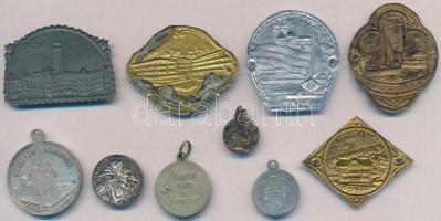 5db klf fém és Al kegyérem + 5db klf botjelvény: Lajos-forrás, Siófok, Győr, Tihany, Kékes Szálló T:...