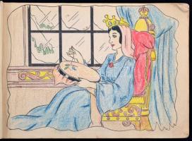 cca 1940 Walt Disney: Hófehérke és a hét törpe. Kifestőkönyv. A Palladis Rt. kiadása. Használt állap...