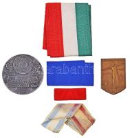 Vegyes: Ausztria / Graz 1928. "Keresztény Német Tornaegyesület / Graz 800 éves" Br díszjelvény "J. Schwertner Eggenberg Graz" gyártói jelzéssel (46x31mm) + Ausztria / Bécs 1939. "Német Lövész Egyesület / Tartományok versenye, Bécs 1939. május 20." fém emlékérem Tölgyessy Sándor hagyatékából (51,5mm) + 1956. "Nemzetőr karszalag" + Ferenc József korabeli vörös szalagsáv kitüntetéshez + Szerb és lengyel szalagsáv T:2