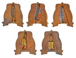 ~1970. "Budapesti Harisnyagyár Törzsgárda" 5db zománcozott fém jelvény T:2