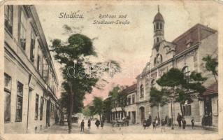 Vienna, Wien XXII. Stadlau, 'Rathaus und Stadlauer-Strasse' / town hall, street (fa)