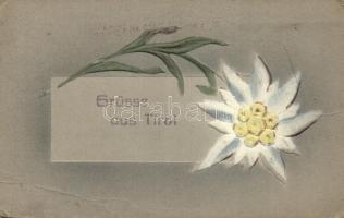 Grüsse aus Tirol / greeting card from Tirol, Edelweiss Emb. (EB)