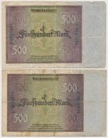 Németország / Weimari Köztársaság 1922. 500M (2x) T:III,III-
Germany / Weimar Republic 1922. 500 Ma...