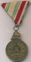 1904. "A Magyar Országos Tűzoltó Szövetség X éves Szolgálati Érme" Br kitüntetés tűzoltósisakkal, mellszalagon T:2,2- ph.