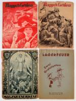 1935-36 Lagerfeuer, 5-6. száma, német nyelvű cserkészlap, 30x21cm + Magyar Cserkész 3 száma, kissé viseltes állapotban