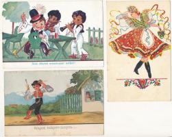 9 db RÉGI motívum képeslap, magyar humoros folklór, vegyes minőség / 9 old motive postcards, Hungarian humorous folklore, mixed quality