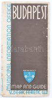 cca 1940 Budapest belváros térkép angol nyelvű turisztikai információval a hátoldalon, 48x60cm