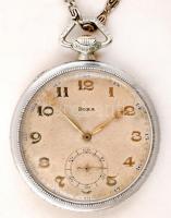 Art deco stílusú Doxa zsebóra lánccal, működik, cserélt, plexi óraüveggel, saját dobozában