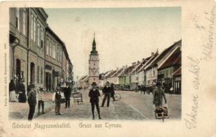 Nagyszombat, Trnava, Tyrnau; Rákóczi utca. Kiadja Horovitz Adolf / Street, shops