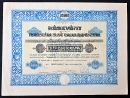 Temesvár 1920. "Temesvári Első Takarékpénztár" részvénye 1200K-ról szelvényekkel T:I-