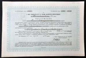 Budapest 1940. "I. Kerület Verpeléti-út 22. számú Házépítő Szövetkezet" 723db üzletrésze egyben, összesen 36.150P-ről T:I-