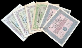 Budapest 1925. "Magyar Királyság 5%-kal kamatozó járadékkölcsön" államadóssági kötvény 1.000.000K-ról (2x) + 1941. "4%-kal kamatozó Állami Nyereménykölcsön" államadóssági kötvény 50P-ről (3x) és 100P-ről szelvényekkel, szárazpecséttel T:III,III-