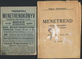 1900-1953 Vasúti menetrendek, különböző méretben és minőségben, 5db