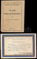 1943 Mit akar a Székely Ház Szövetkezet? A szövetkezet céljai és alapszabályai. pp::20, 13x10cm + Székely Ház Szövetkezet üzletrésze, 10x15cm