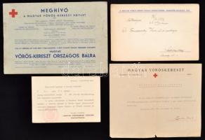 cca 1936-41 Magyar Vöröskereszt különböző nyomtatványai, levelei, 4db, vegyes méretben és minőségben