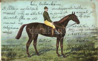 Horse with rider, E.S.D. serie 1052. (EK)