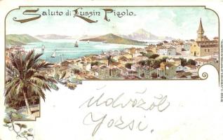 Mali Losnij, Lussin Piccolo; general view, Art Nouveau, litho (Rb)