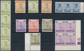 Thailand Definitive: King Bhumibol Adulyadej 18 stamps, Thaiföld Forgalmi: Bhumibol Aduljadeh király 18 db bélyeg közte összefüggések