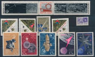 Space Exploration 13 stamps with sets, Űrkutatás 13 bélyeg közte sorokkal