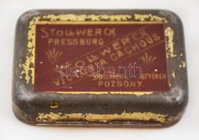 cca 1910 Stollwerck Pressburg fémdobozka, kopottas,3x4x1cm