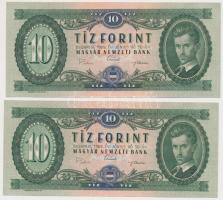 1969. 10Ft (2x) sorszámkövetők, nyomdai papírráncokkal T:I,I-
