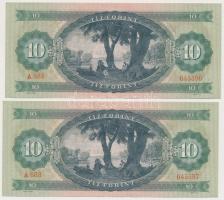1969. 10Ft (2x) sorszámkövetők, nyomdai papírráncokkal T:I,I-