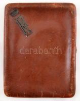 cca 1900 Ezüstmonogramos bőr irattárca, 13x10cm