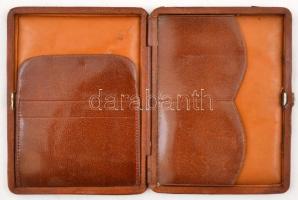 cca 1900 Ezüstmonogramos bőr irattárca, 13x10cm