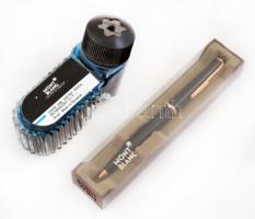 Mont Blanc golyóstoll betét nélkül, eredeti dobozban, jelzett, 13cm + Mont Blanc tinta eredeti üvegben, 10c6cm