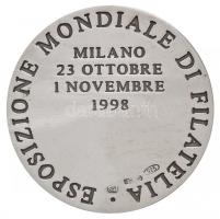 Olaszország 1998. "Filatéliai Világkiállítás, Milánó" jelzett Ag emlékérem eredeti tokban ...