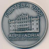 Olaszország 2000. "Alpok-Adria Filatélia - Passariano-Codroipo" fém emlékérem bársonytokban (50mm) T:1 Italy 2000. "Alps-Adria Philately - Passariano-Codropio" metal medal in velvet vase (50mm) C:UNC