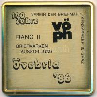 Ausztria 1986. ÖVEBRIA Bélyegkiállítás fém plakett (58,5x58,5mm) T:1- Austria 1986. ÖVEBRIA Philatelic Exhibition metal plaque (58,5x58,5mm) C:AU