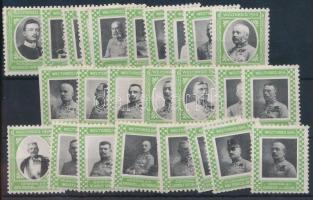 1914 I. világháborús uralkodók és hadvezérek 25 klf levélzáró / 1914 Military commanders and royalties 25 different poster stamps