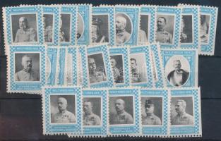 1914 I. világháborús uralkodók és hadvezérek 25 klf levélzáró / 1914 Military commanders and royalties 25 different poster stamps