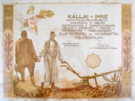 1930 Csánytelek-Felgyőpusztai gazdasági cseléd viselkedését méltányolom, oklevél,üvegezett keretben,...